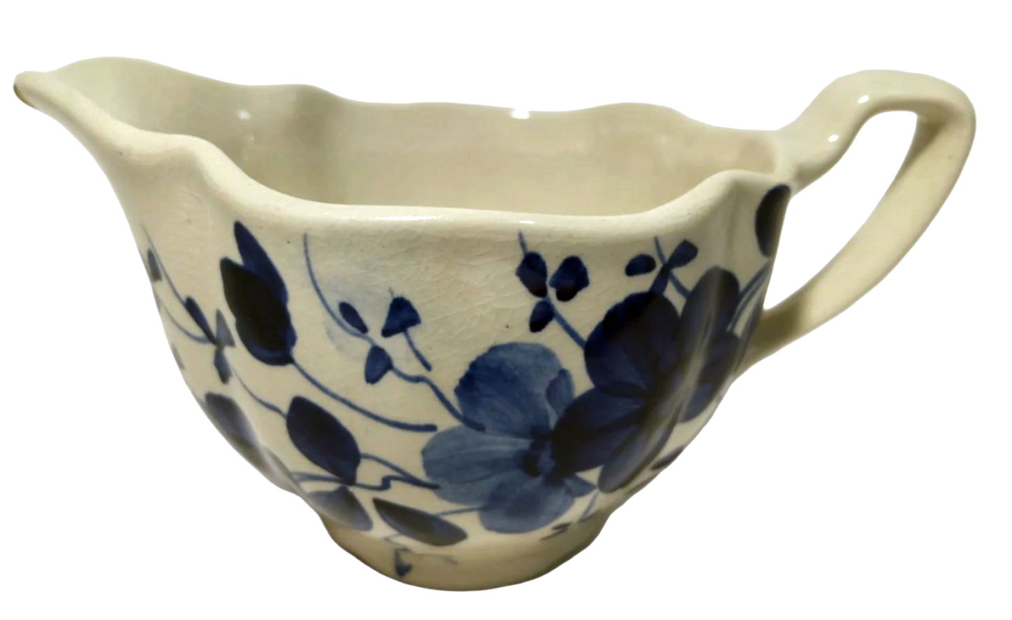 19th-Century Blue Floral Gravy Boat – Sacavém Factory