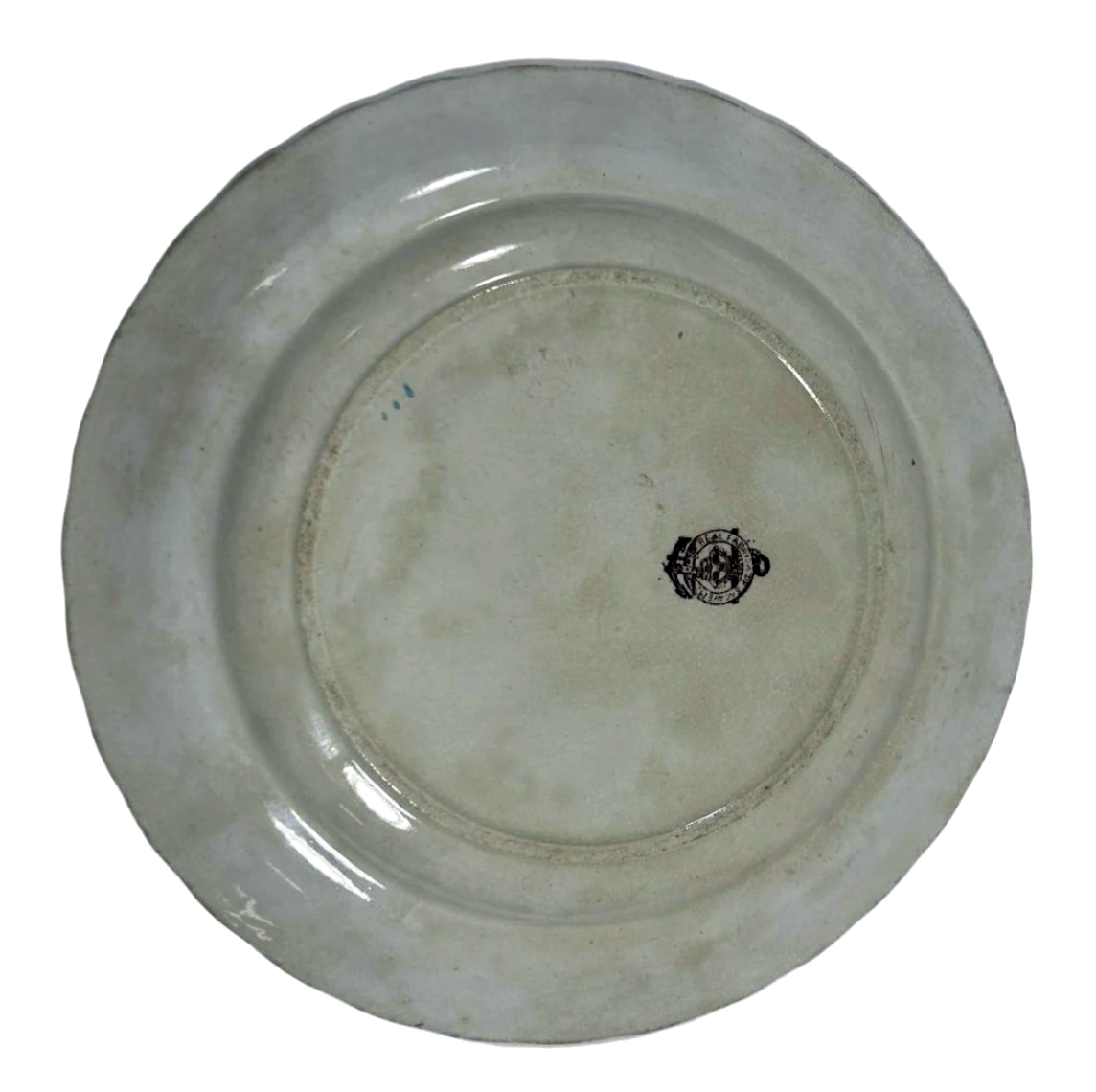 19th-Century Sacavém Royal Edition Porcelain Plate with Bird and Blossom Motif