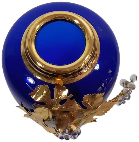 Cobalt Blue Vase with Gold Motifs – Gaia Factory, 1950s–1960s