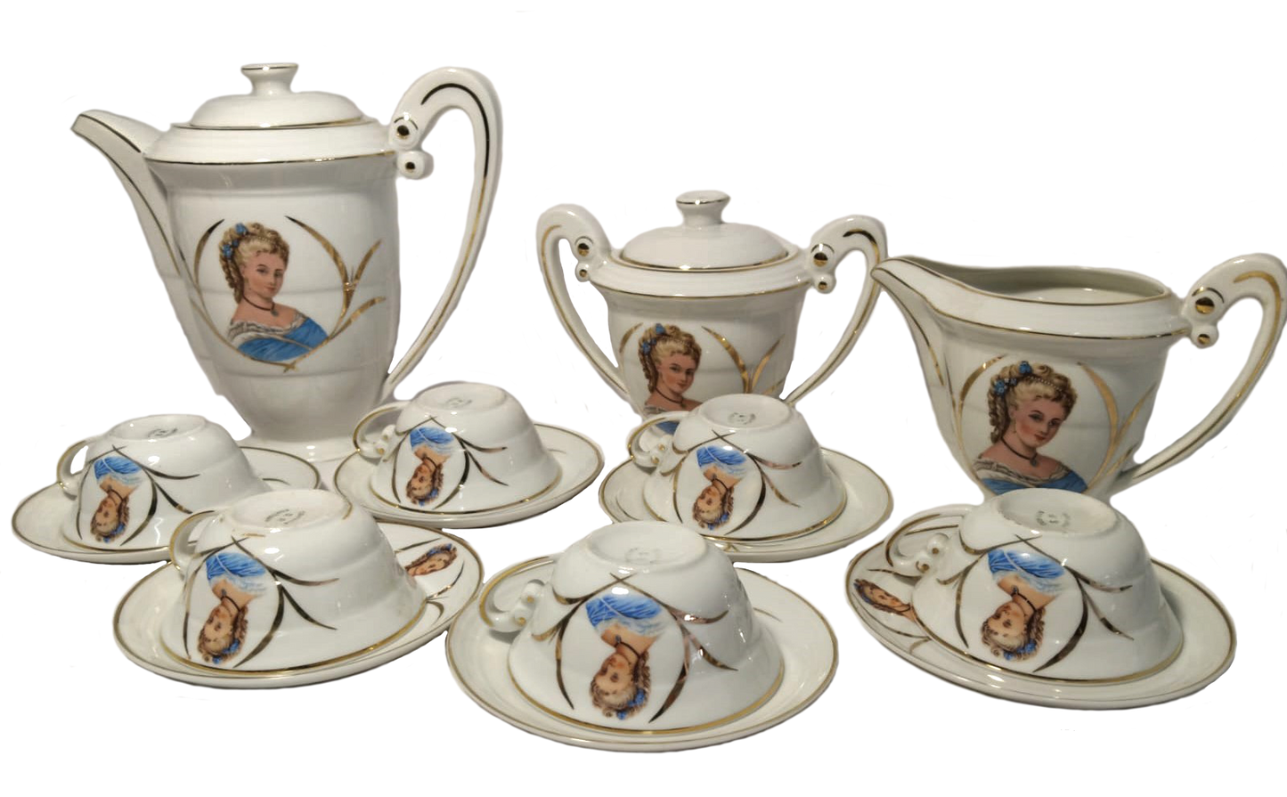 Early 20th Century Vista Alegre 15-Piece Tea Set, Coimbra Factory