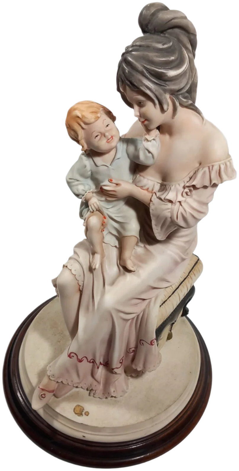 French Marfinite Figurine of Mother and Child – 32 cm Vintage Sculpture