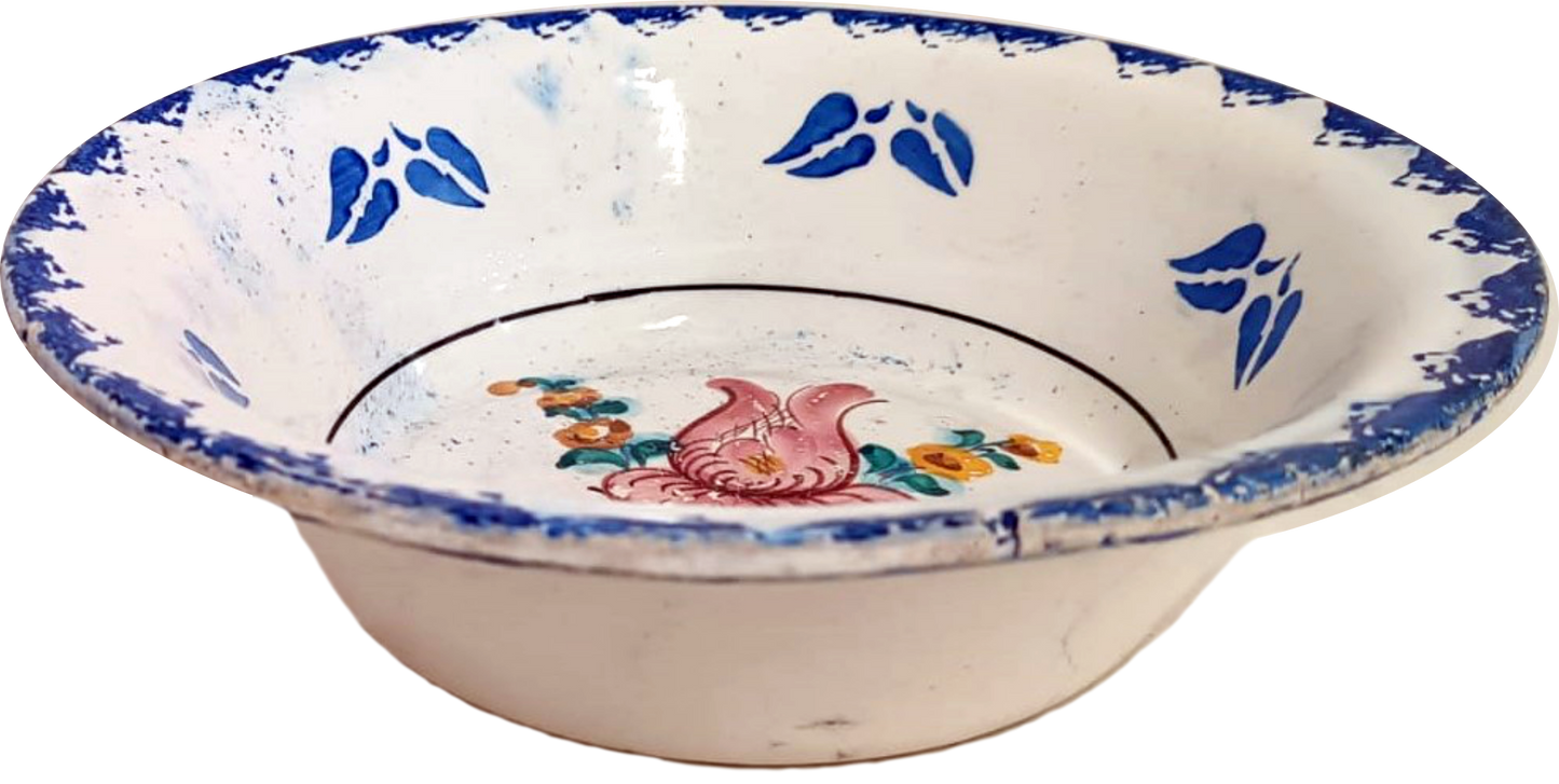 Hand-Painted Round Salad Bowl from Coimbra - 18th Century