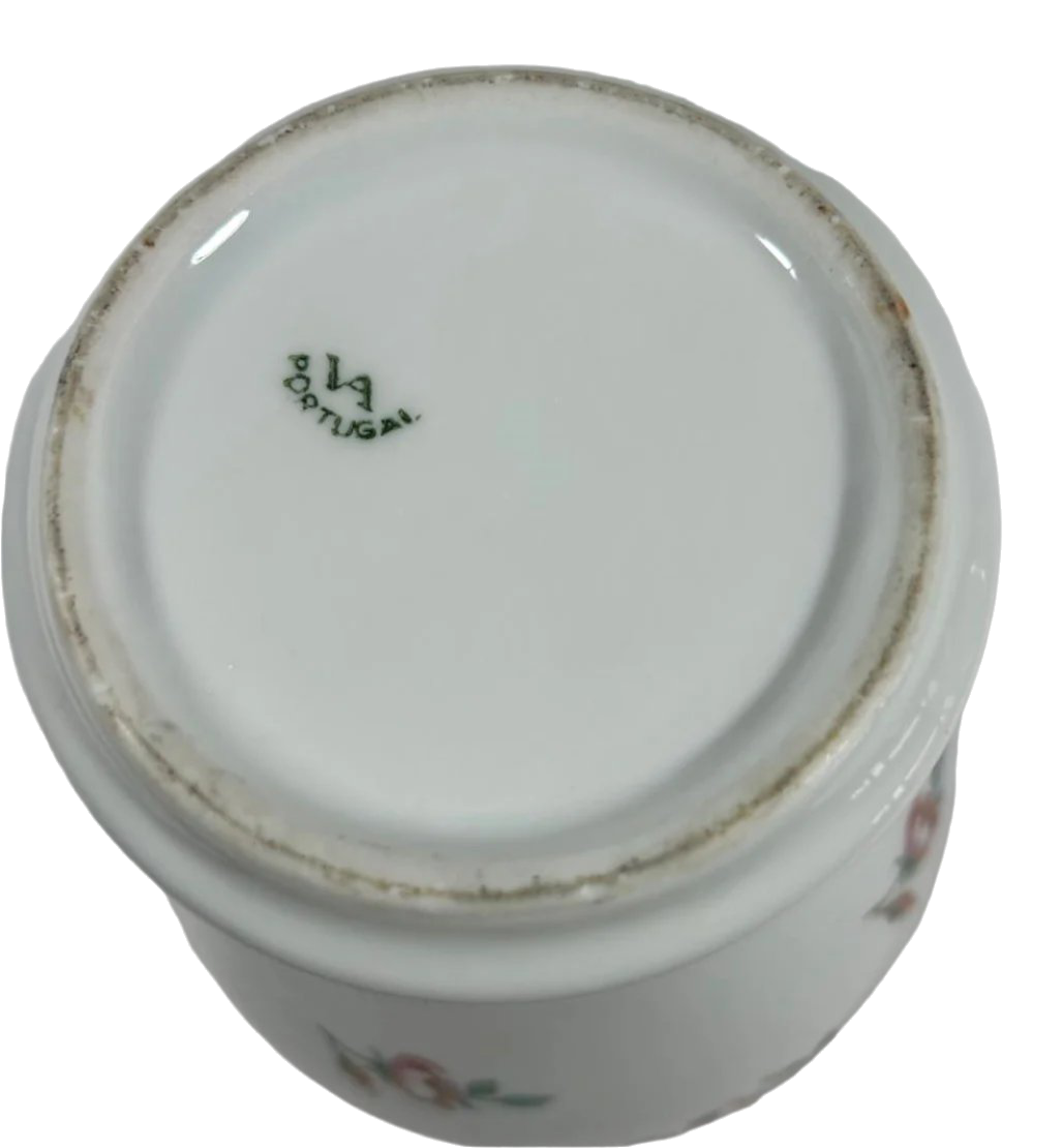 Mid-20th Century Vista Alegre Large Floral Jar with Lid – Gold Trim Detail