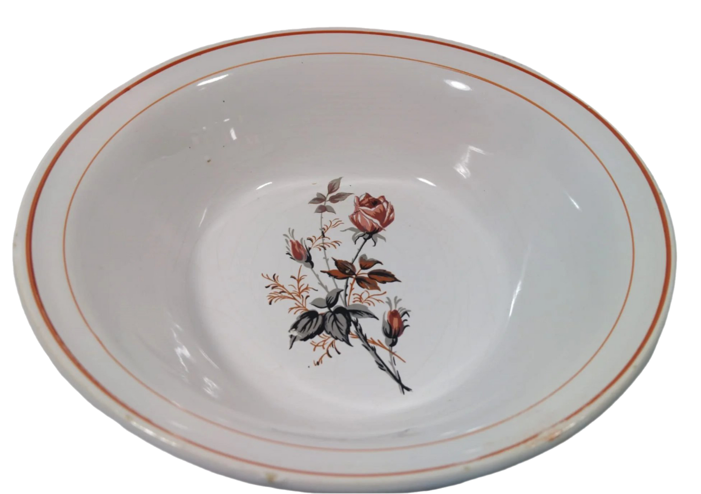 Pair of Aveiro Hand-Painted Salad Bowls with Floral Motif, 19th Century