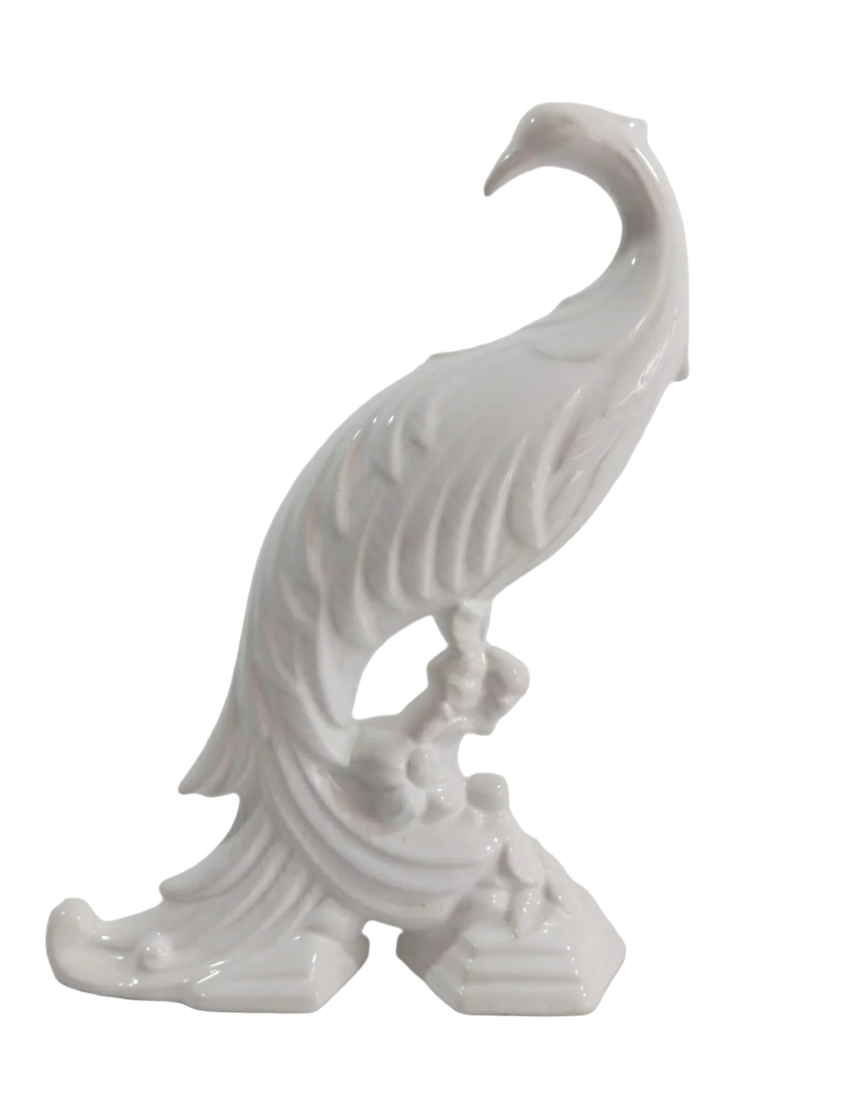 Estátua de pavão, início do século XX, porcelana Pereira Gaia