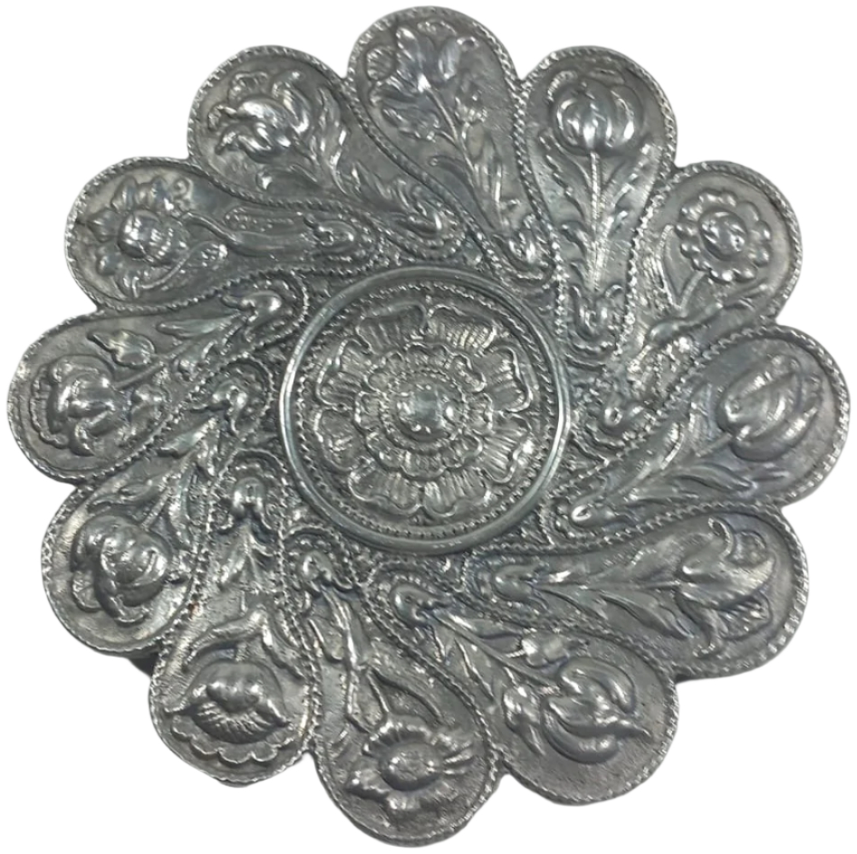 Portuguese Pewter Plate Vintage 1950's – Floral Relief Design