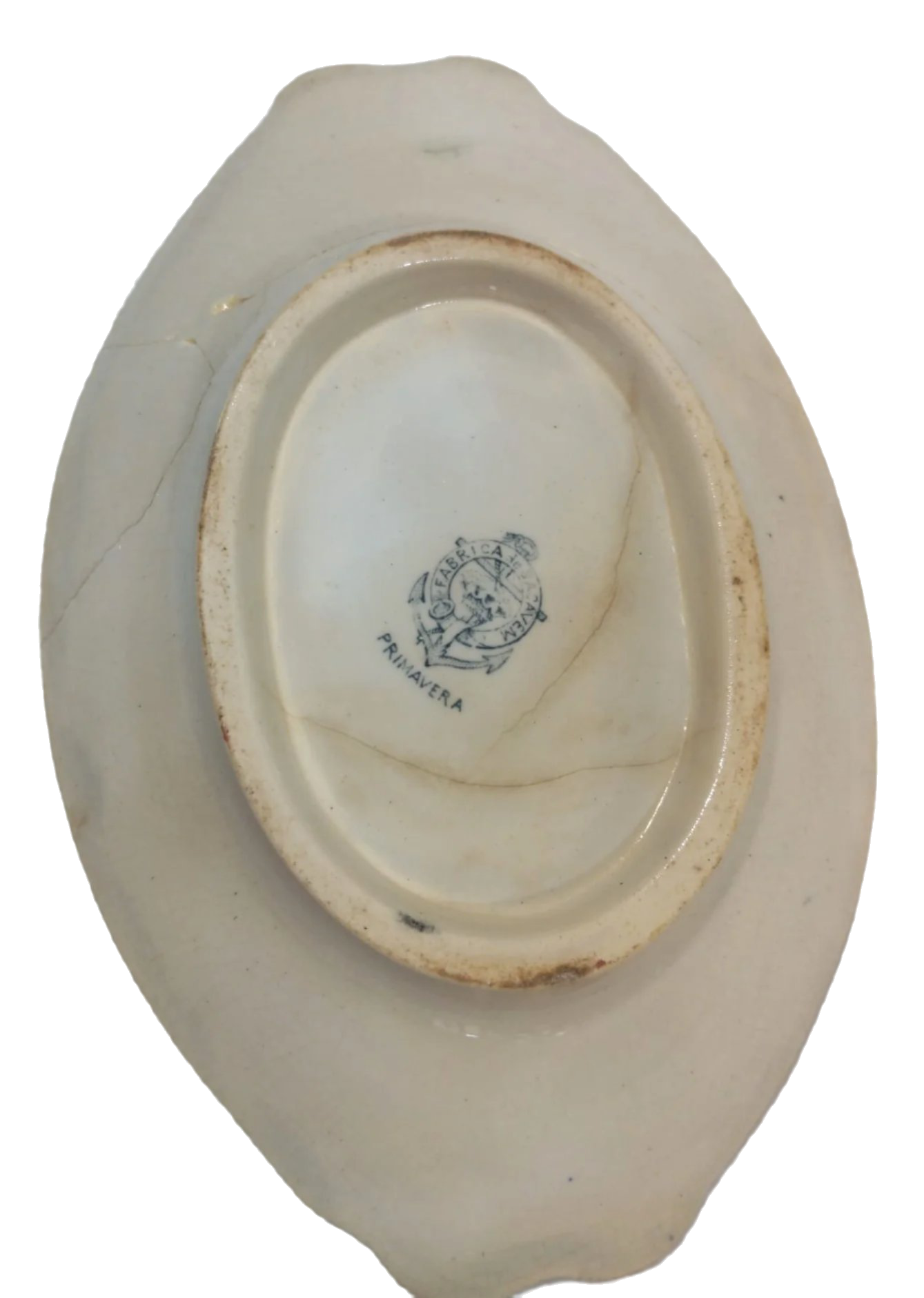 Sacavém Oval Dish for Olives with Blue Floral Motif, Early 19th Century