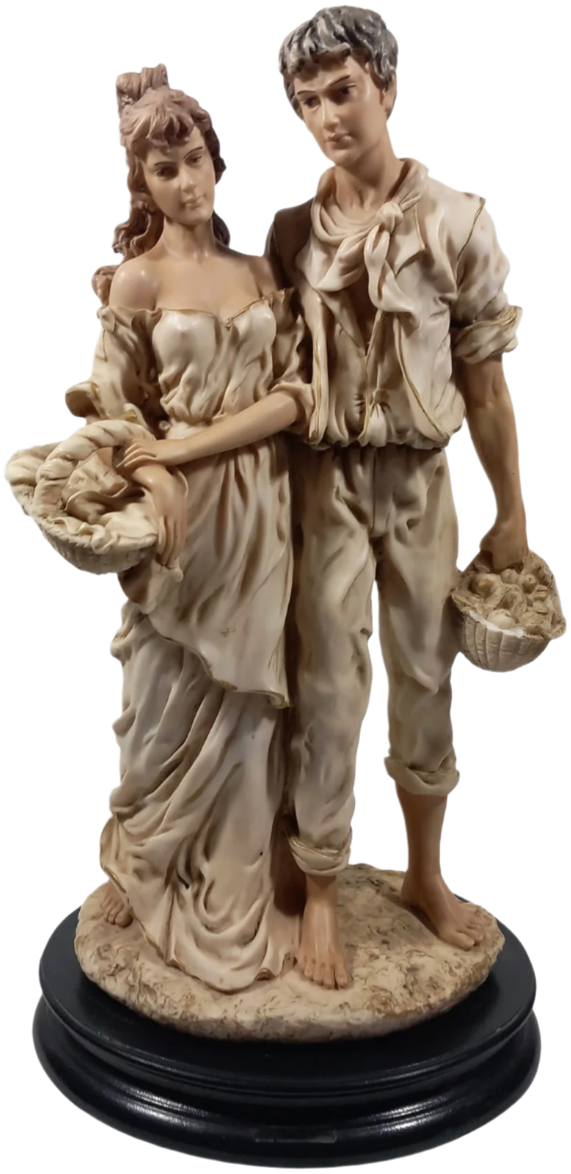 Vintage Italian Marfinite Figurines – Rustic Young Couple, 45 cm