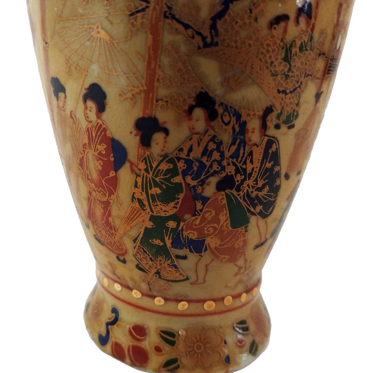 18th-Century Small Chinese Vase with Gold Accents and Scene Motif