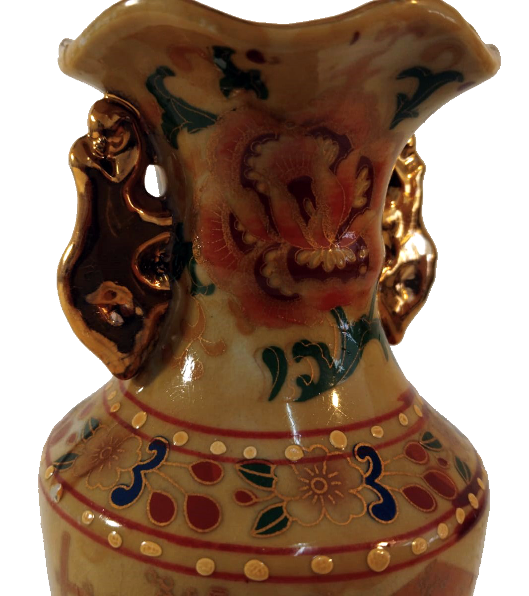 18th-Century Small Chinese Vase with Gold Accents and Scene Motif