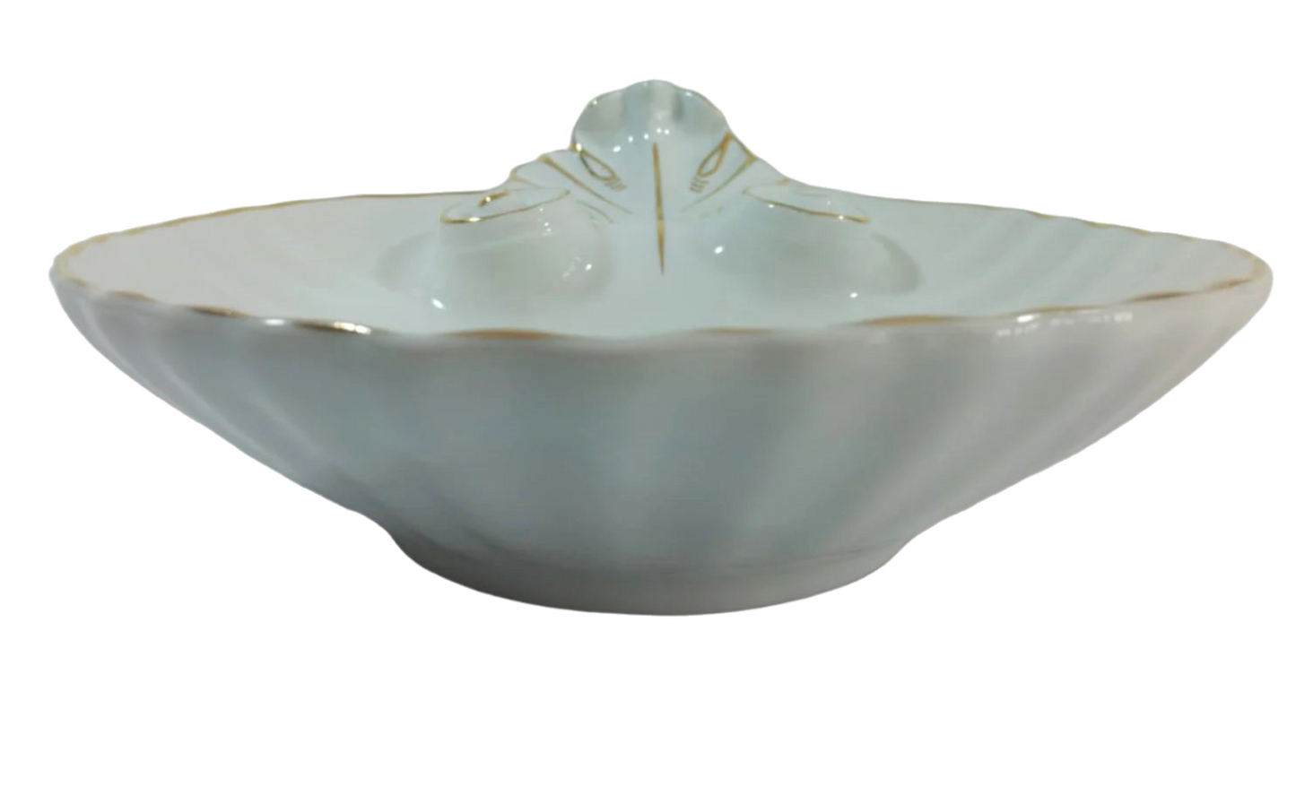 1920s Coimbra Hand-Painted Shell Dish with Gold Accents