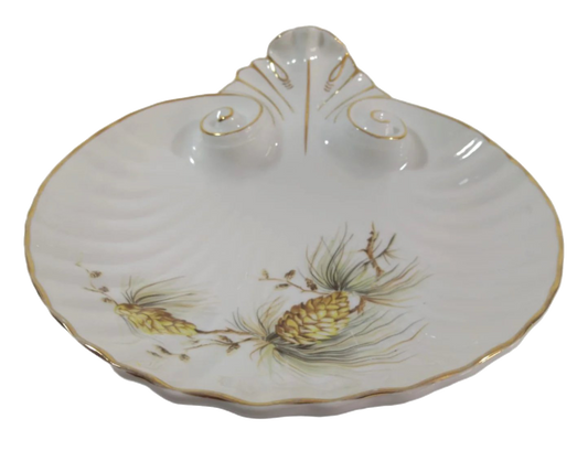 1920s Coimbra Hand-Painted Shell Dish with Gold Accents
