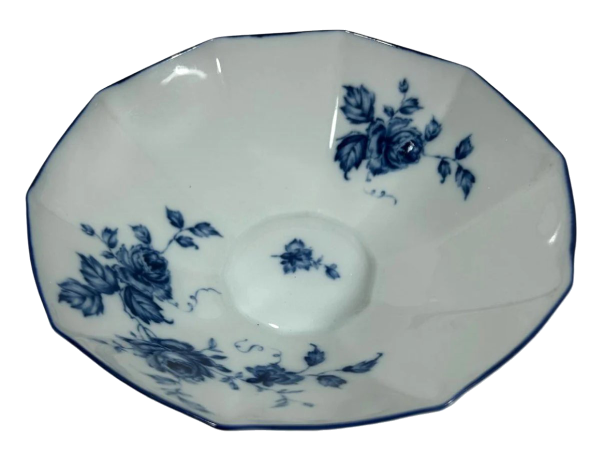 1940s Vista Alegre Blue and White Floral Bowl – 5 cm x 20 cm