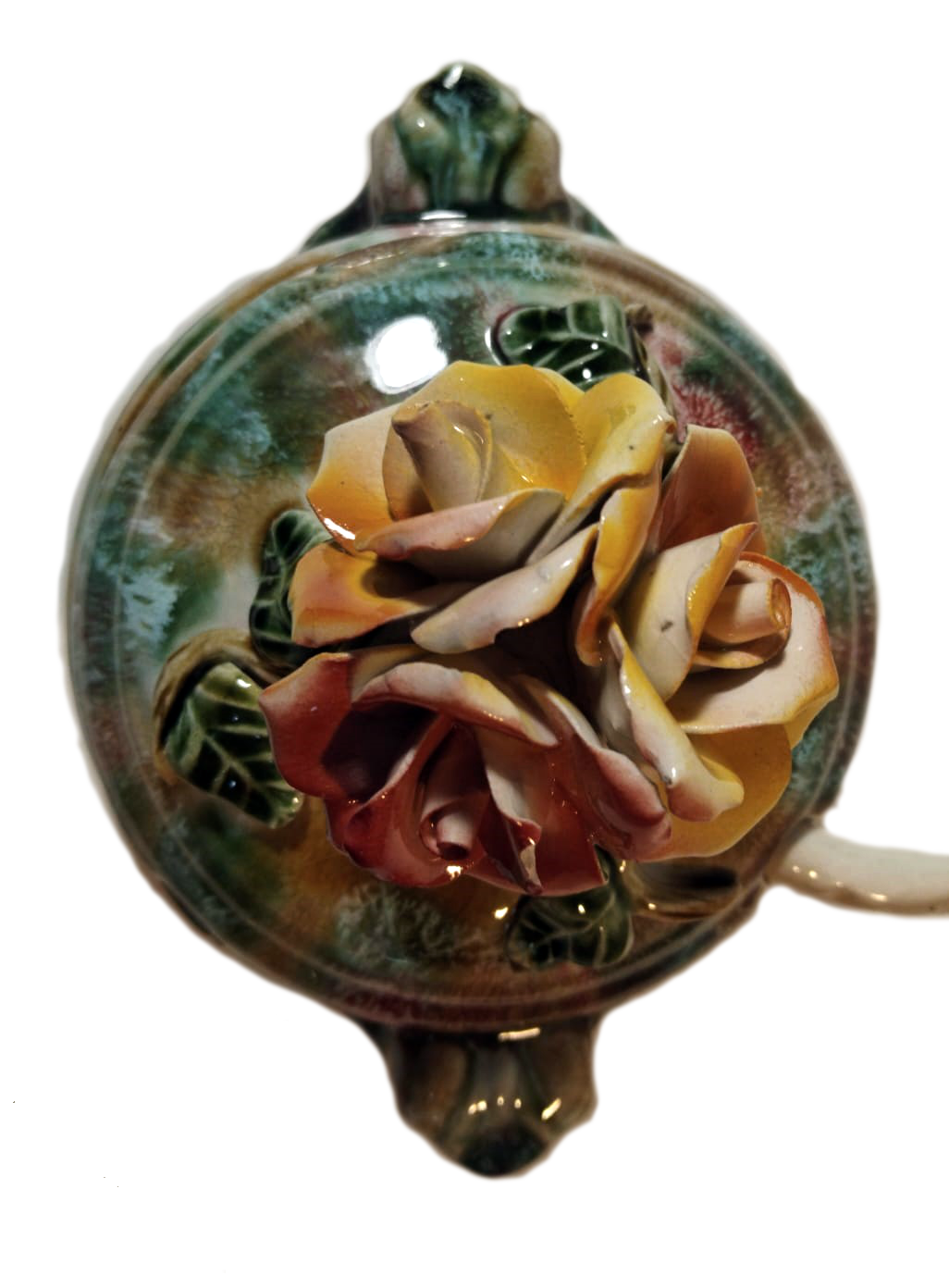 19th-Century Alcobaça Floral Tureen with Rose Finial – Handcrafted Portuguese Masterpiece