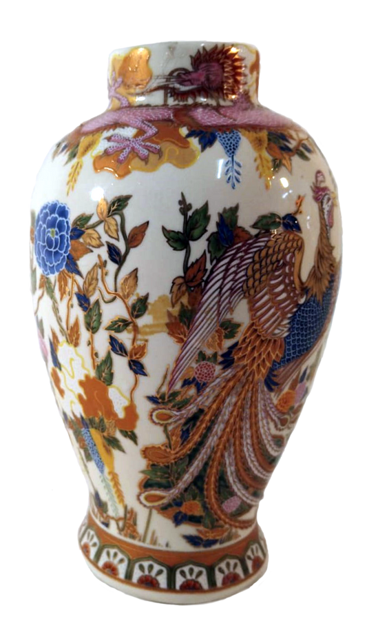 Pote de altar chinês do século XIX com motivos florais e de dragão