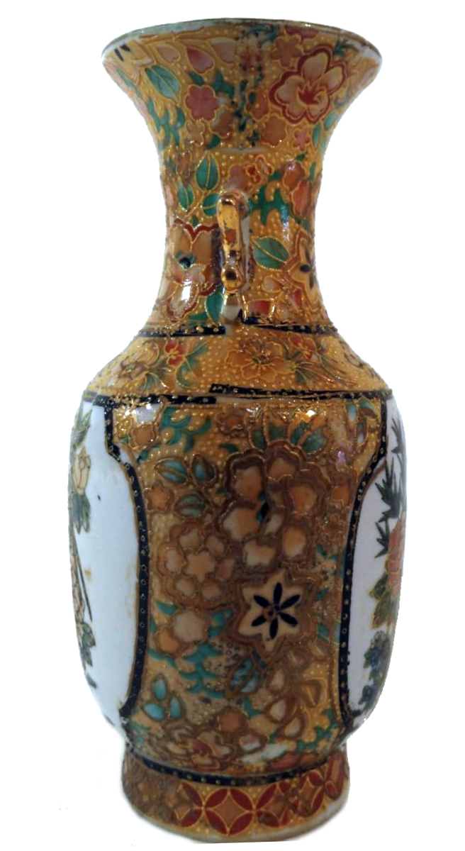 19th-Century Chinese Ornate Gilt Porcelain Vase – Floral and Avian Motif