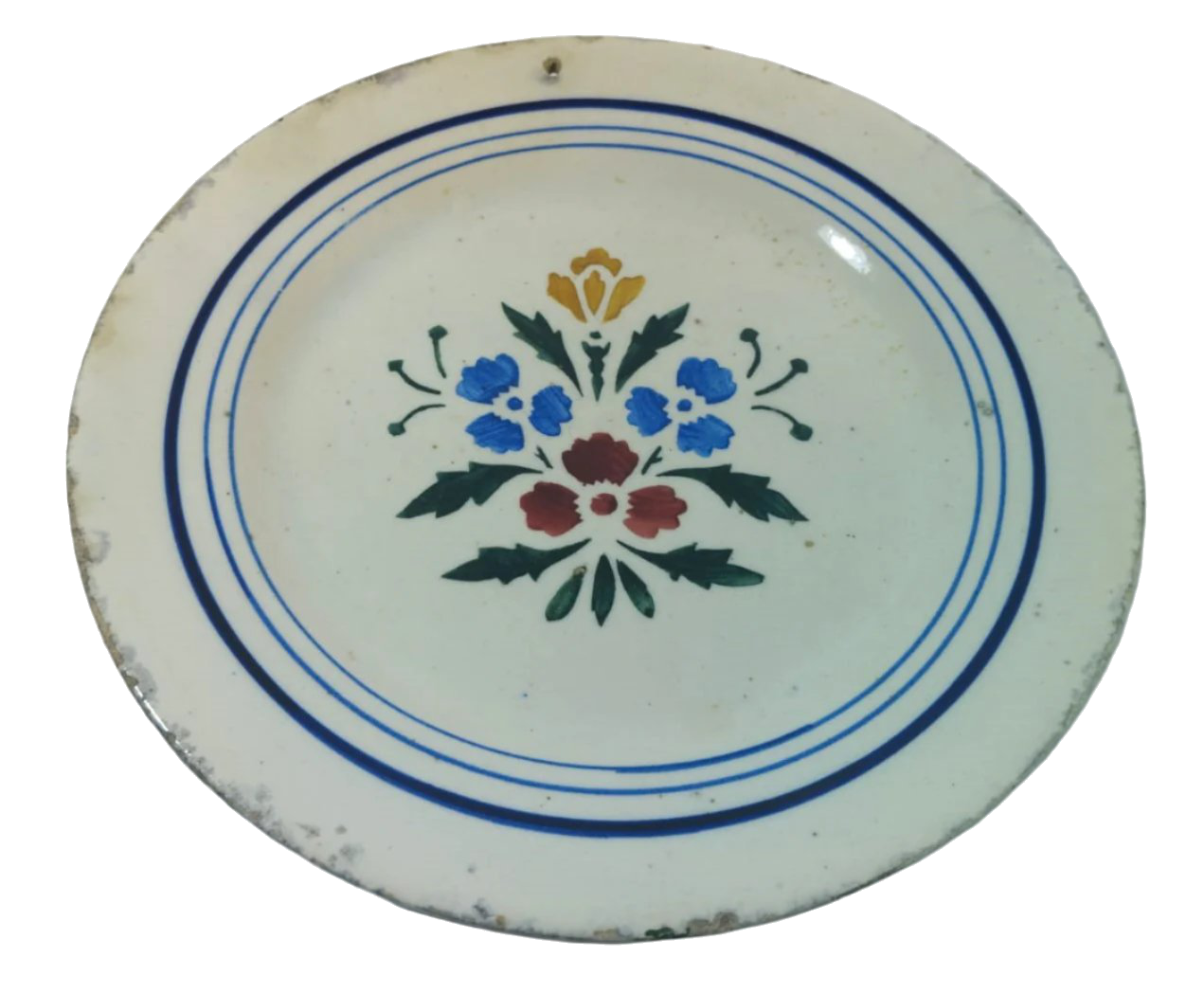 19th-Century Fábrica de Gaia Hand-Painted Floral Motif Plate