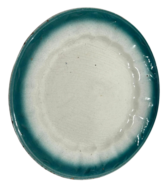 19th-Century Gala Factory Plate with Special Green Glaze