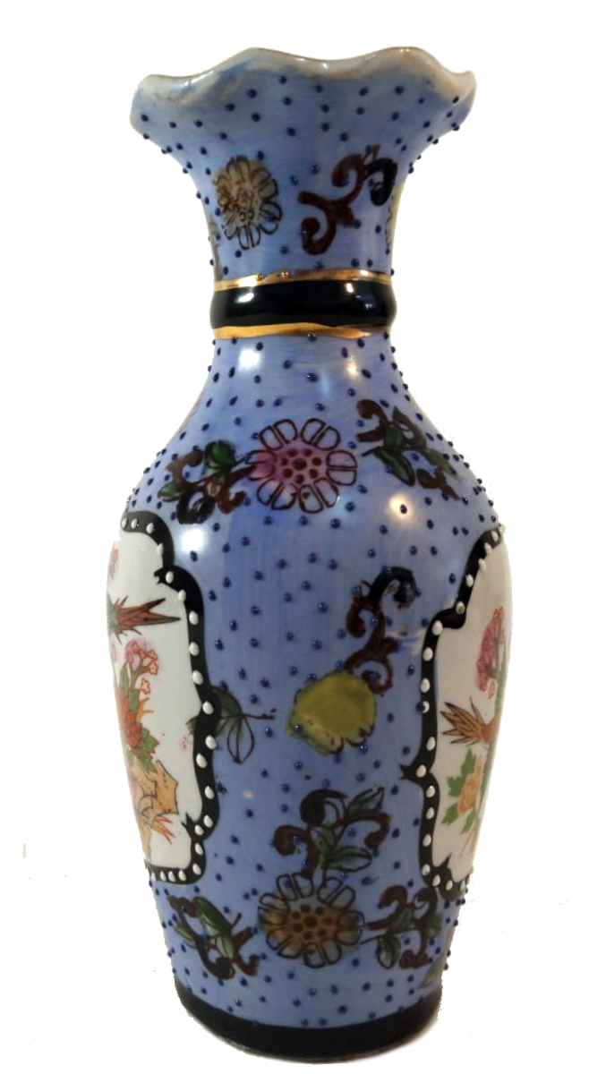 19th-Century Small Chinese Vase with Floral and Bird Motifs