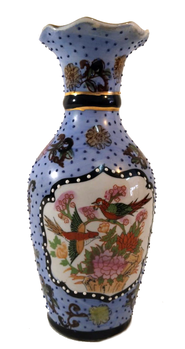 19th-Century Small Chinese Vase with Floral and Bird Motifs