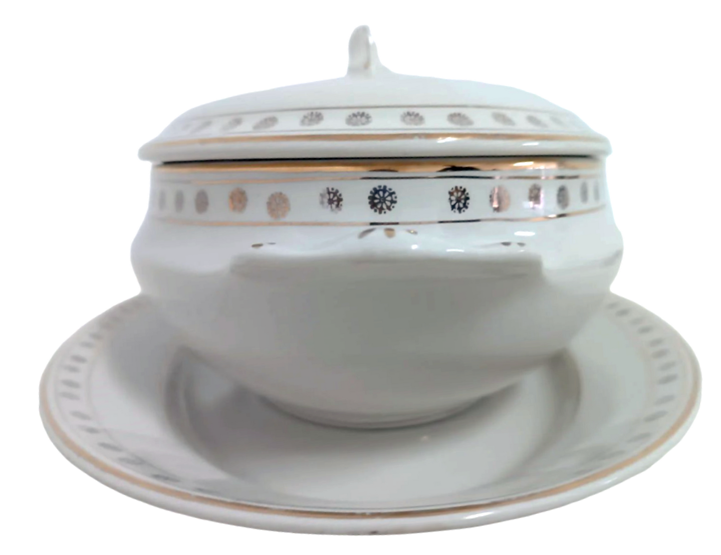 Soupière XIXe siècle – Manufacture Sacavém, Ligne Filigrane Or