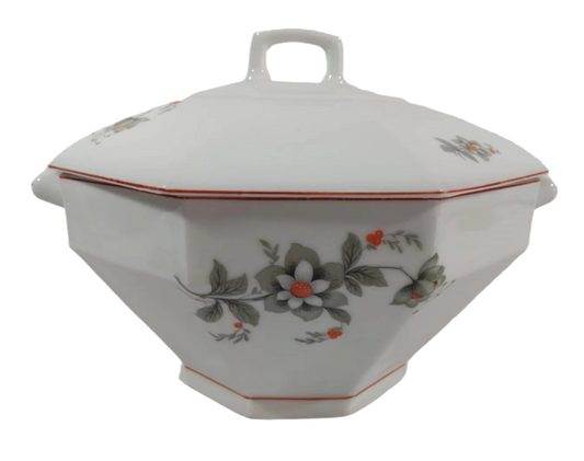 Antique 1920s Sacavém Porcelain Dining Set – Tureen, Deep Plates, and Shallow Plates
