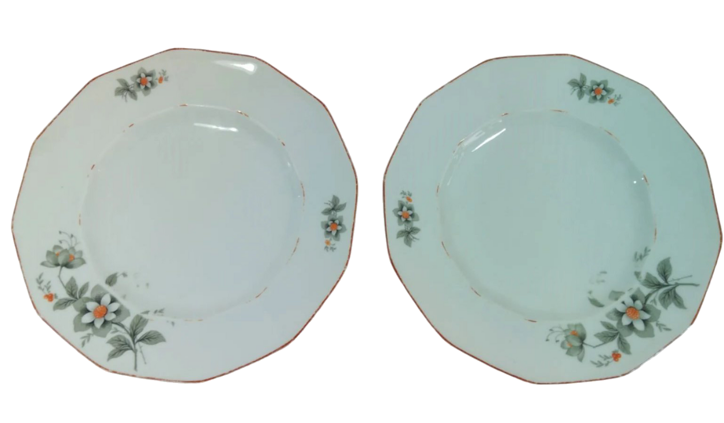 Antique 1920s Sacavém Porcelain Dining Set – Tureen, Deep Plates, and Shallow Plates