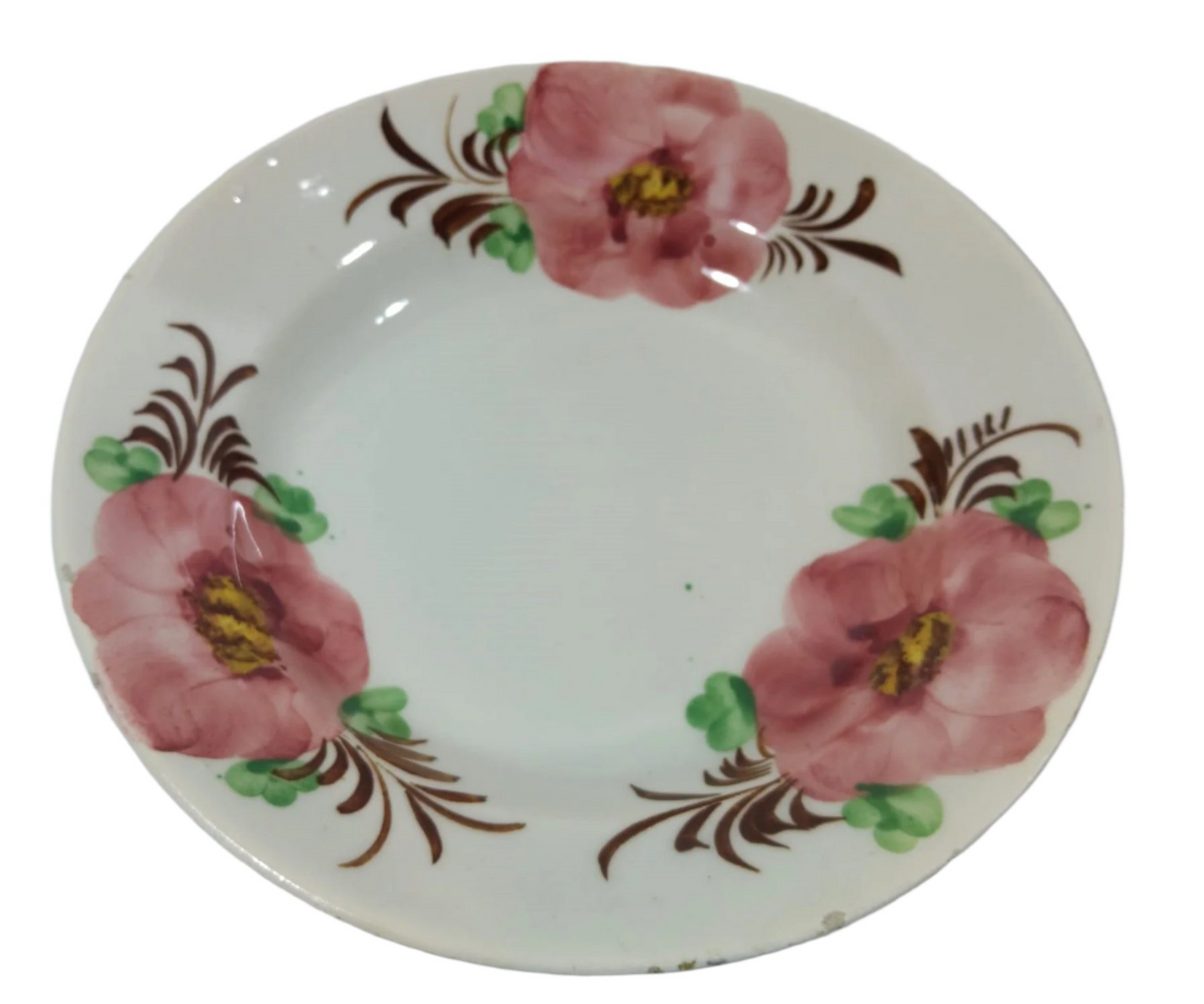 Aveiro Deep Plate with Pink Floral Motif, Early 20th Century