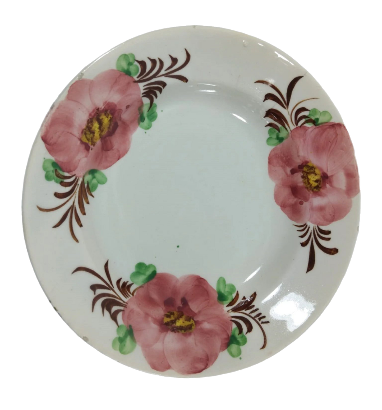 Aveiro Deep Plate with Pink Floral Motif, Early 20th Century