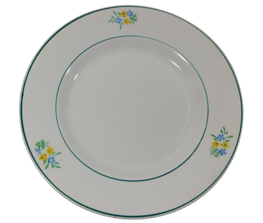 Coimbra Plate with Floral Motif and Green Rim, 19th Century
