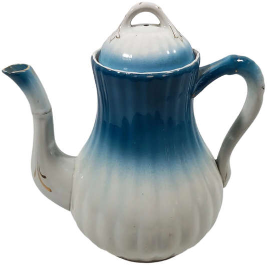 Early 20th-Century Sacavém Ceramic Teapot – Blue Gradient Design