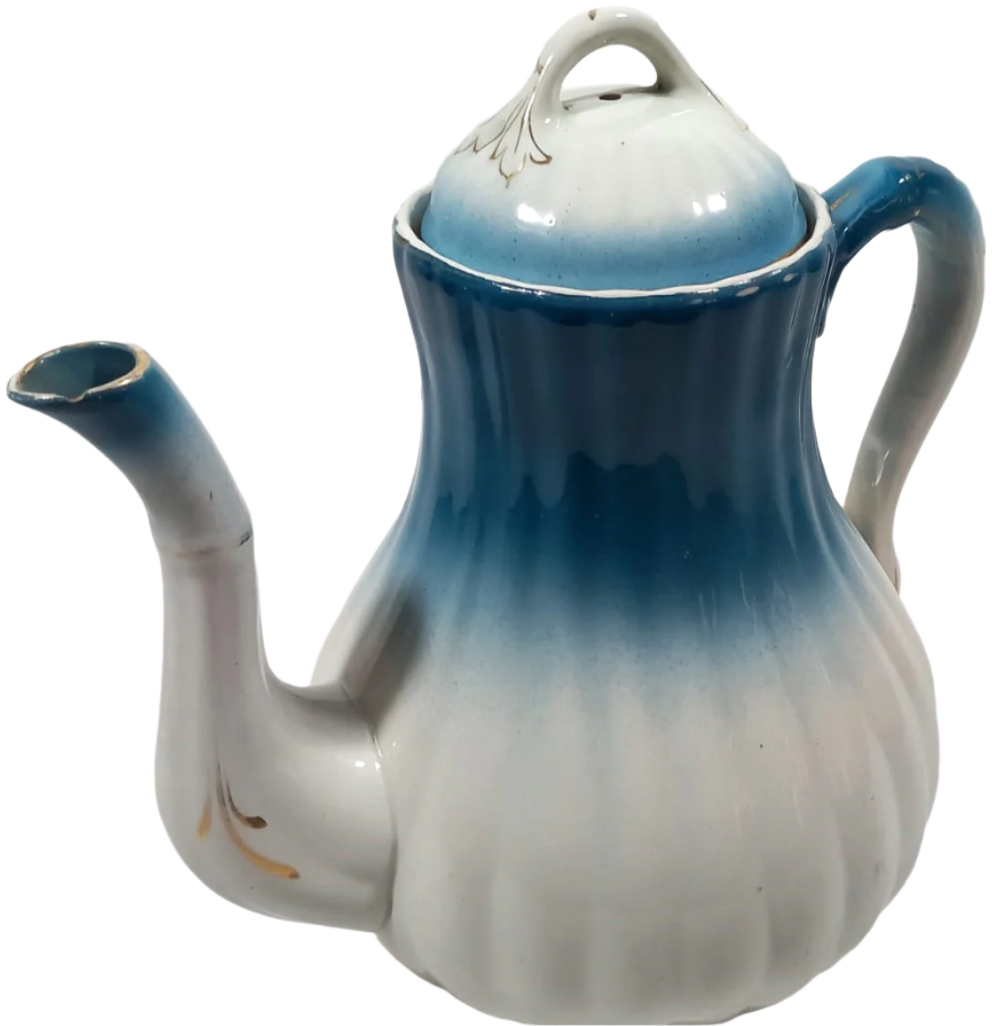 Early 20th-Century Sacavém Ceramic Teapot – Blue Gradient Design