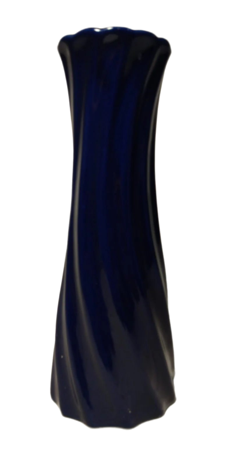 Vaso elegante em espiral azul cobalto dos anos 1960-70 – 20 cm