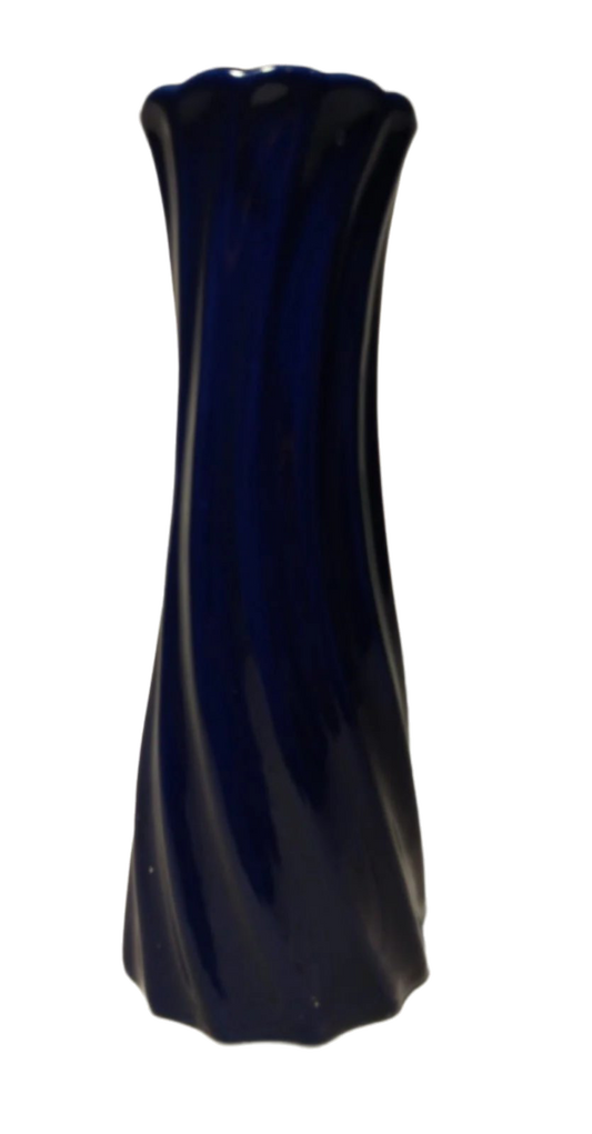 Elegant 1960s-70s Cobalt Blue Swirl Vase – 20 cm