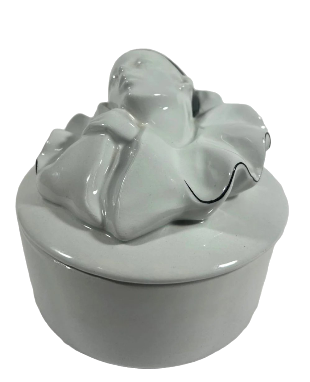 Elegant Mid-20th-Century Covered Dish with Sculptural Lid Design