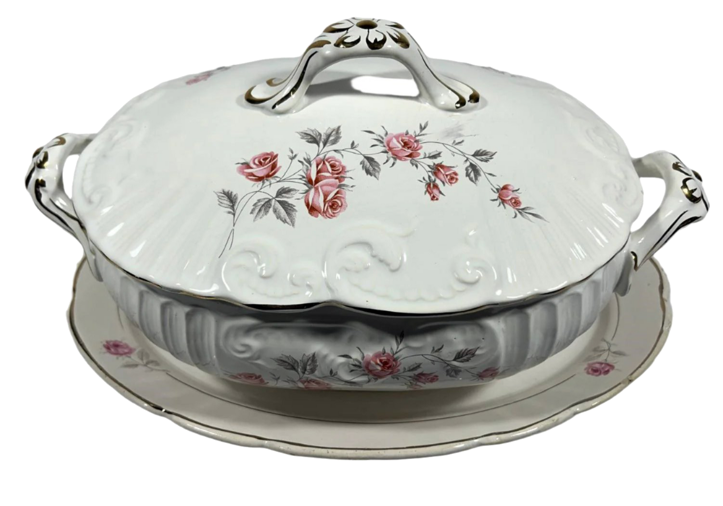 Exquisite 19th-Century Coimbra Porcelain Tureen and Platter Set
