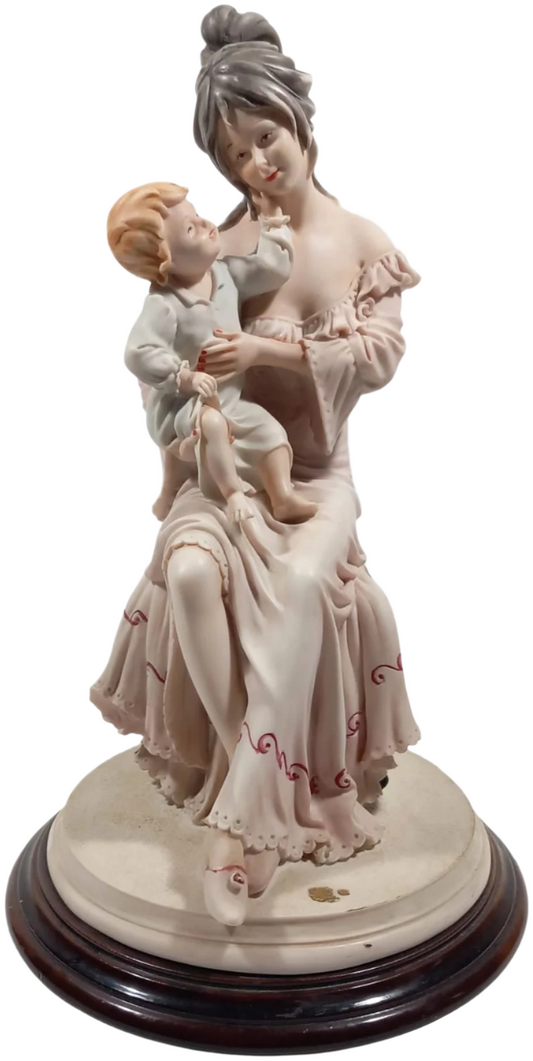 French Marfinite Figurine of Mother and Child – 32 cm Vintage Sculpture