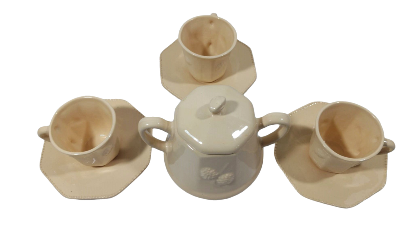 Service à thé Gaia avec sucrier et 3 tasses, années 1920-1930
