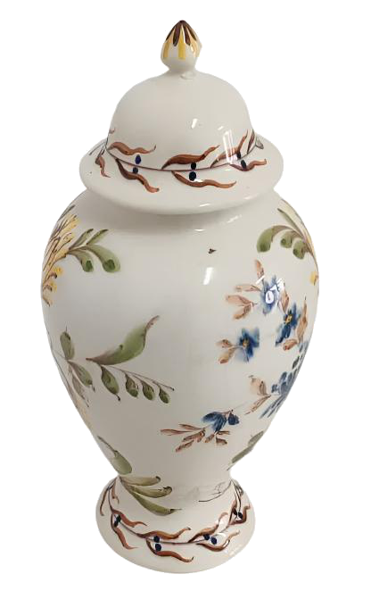 Hand-Painted Floral Pot from Aveiro