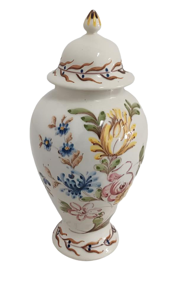 Hand-Painted Floral Pot from Aveiro