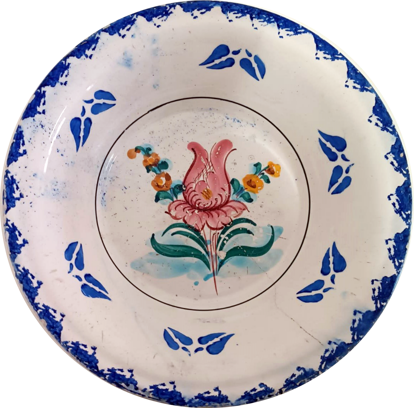 Saladier rond peint à la main de Coimbra - XVIIIe siècle
