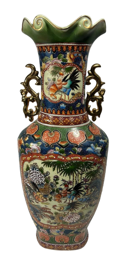 Large 1880s-Style Hand-Painted Decorative Vase – 58 cm