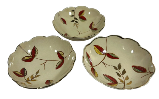 Mid-20th-Century Arthur Wood Hand-Painted Bowls with Autumn Leaf Design