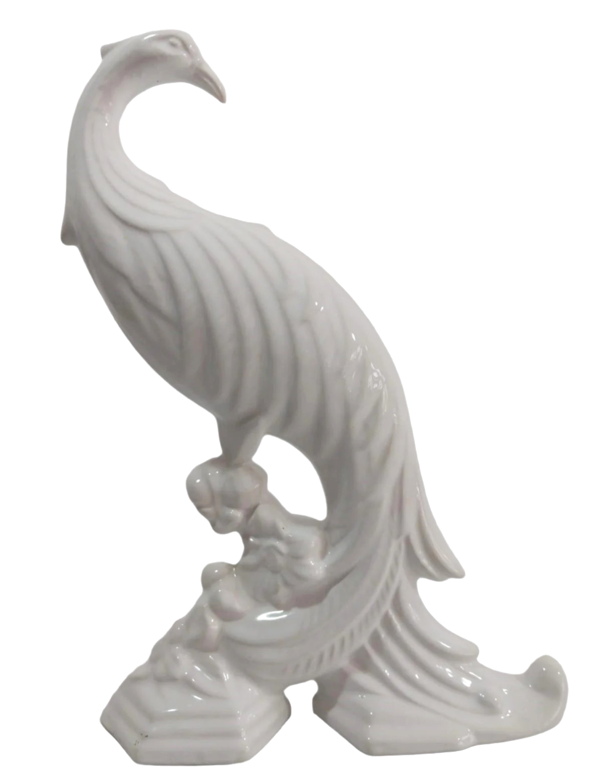 Statue de paon en porcelaine de Pereira Gaia, début du XXe siècle