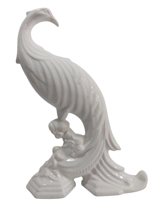 Estátua de pavão, início do século XX, porcelana Pereira Gaia