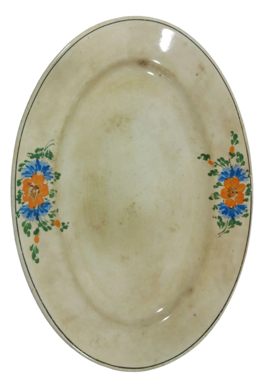 Sacavém Oval Serving Dish with Floral Design, 36 cm