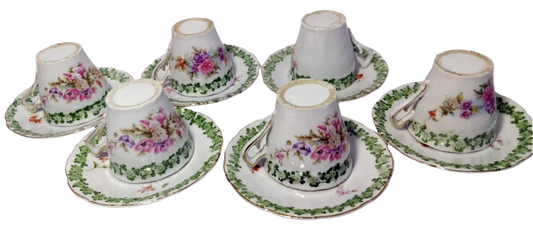 Vintage Hand-Painted Floral Cup and Saucer Set – 1960s-1970s