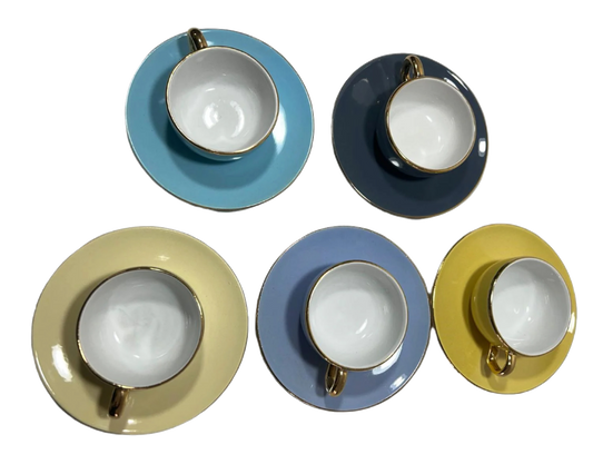 Lot de 6 tasses vintage en porcelaine d'Alcobaça (années 1950)
