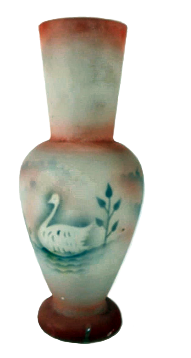 Vintage Glass Vase with Swan Motif – 1950s-1960s