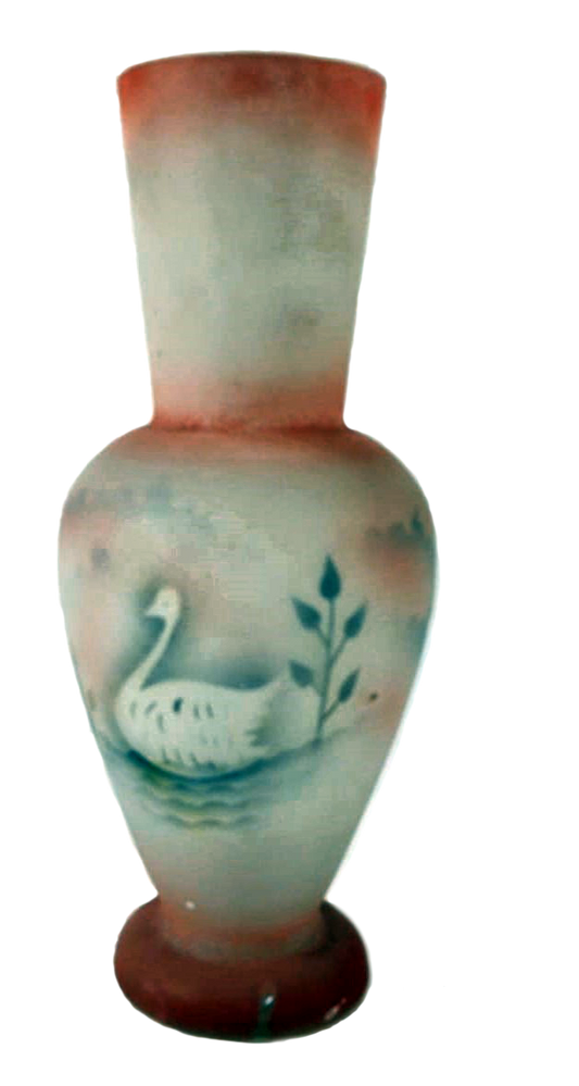 Vaso de vidro vintage com motivo de cisne – anos 1950-1960